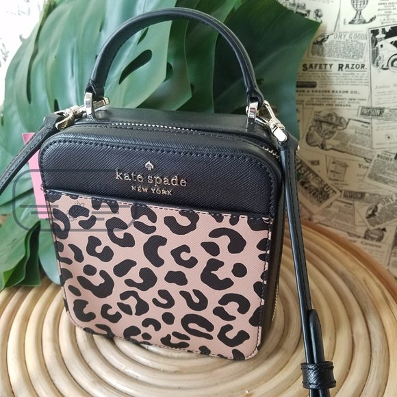 - KATE SPADE DAISY GRAPHIC LEOPARD VANITY CROSSBODY BAG BLACK REMI NWT $249 - Picture 3 of 8